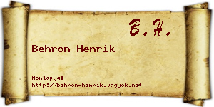 Behron Henrik névjegykártya